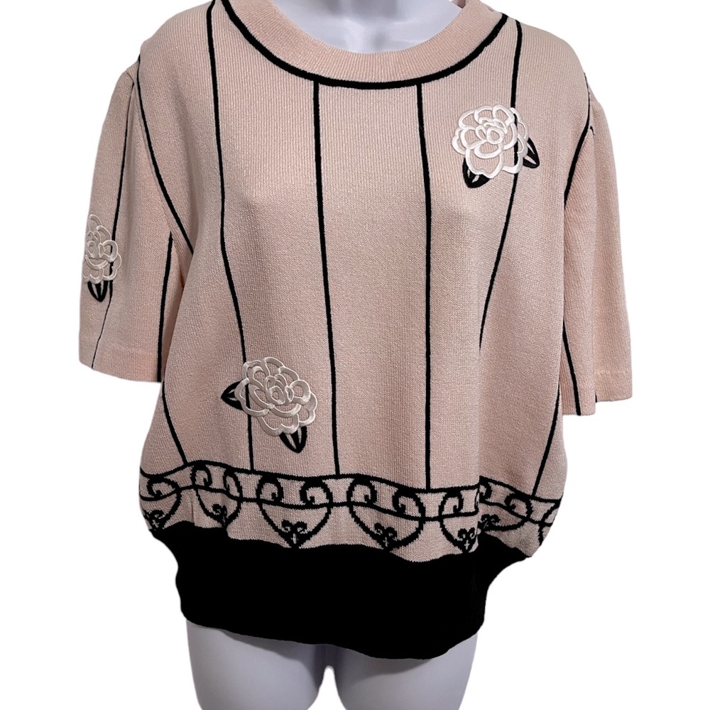 St. John Collection Short-Sleeve Sweater - Size Large
